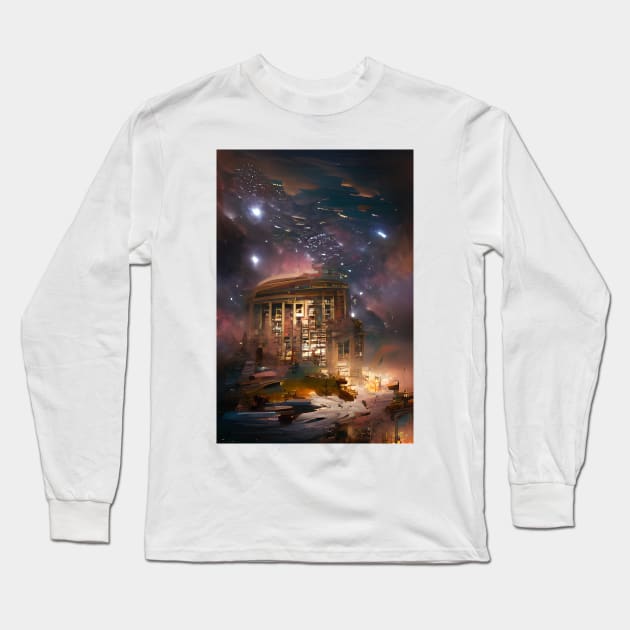 Starry Night Library | National library week | literacy week Long Sleeve T-Shirt by PsychicLove